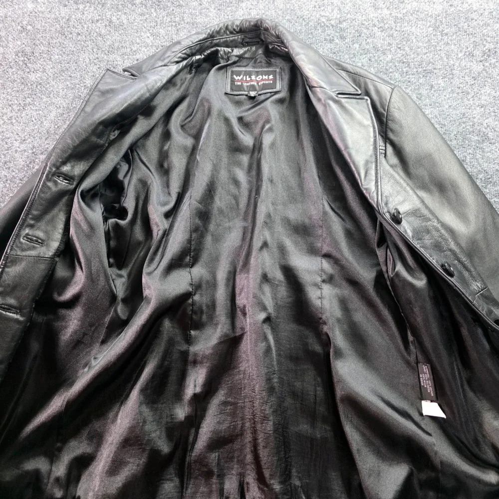 Wilsons Leather Jacket Black Car Coat Blazer Vintage Y2K Genuine Leather XL Mens